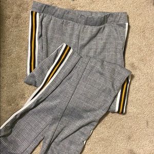 Plaid Yellow Racing Stripe Pants
